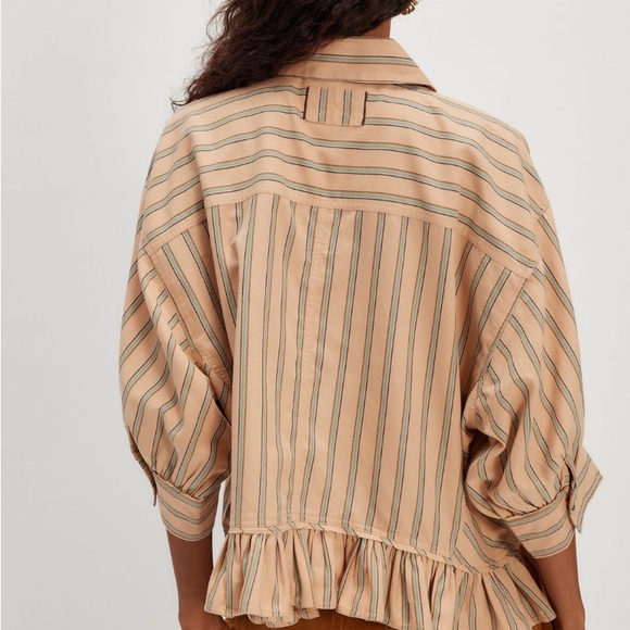 FREE PEOPLE Baily Stripe Shirt Size Large - Picture 2 of 9